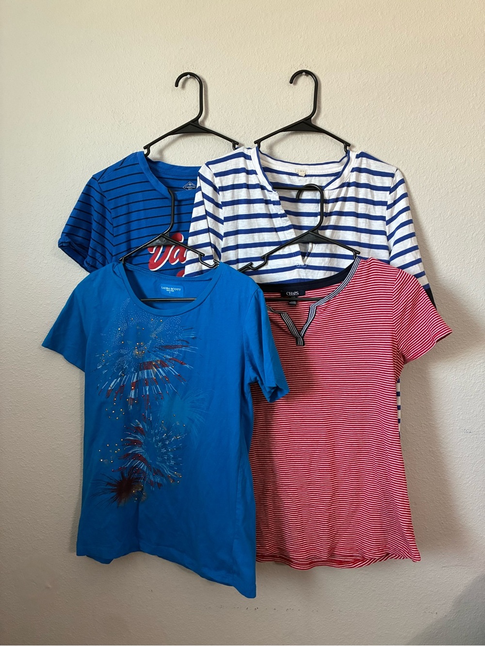 4 Women’s Striped & Graphic Short Sleeve Tops - Blue & Red mixed brand